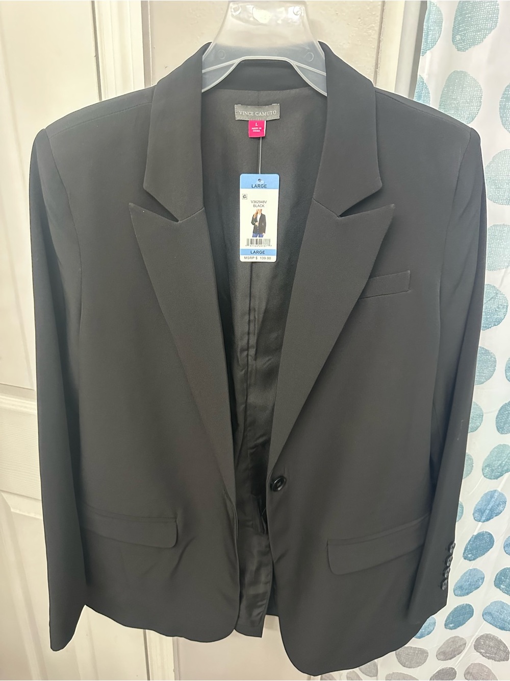 NWT Vince Camuto Black One-Button Tailored Blazer Jacket Size Large